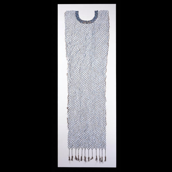 Net made from linen thread and faience beads