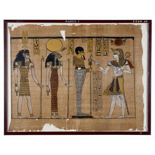 Scene from the Great Harris Papyrus: Ramesses&nbsp;III before the gods of Memphis